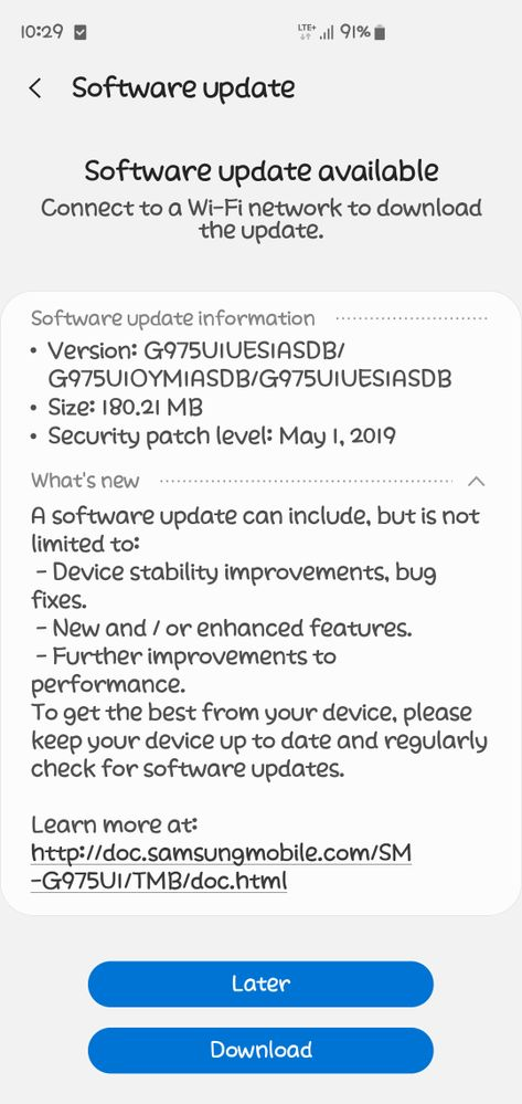 Galaxy S10+ May patch