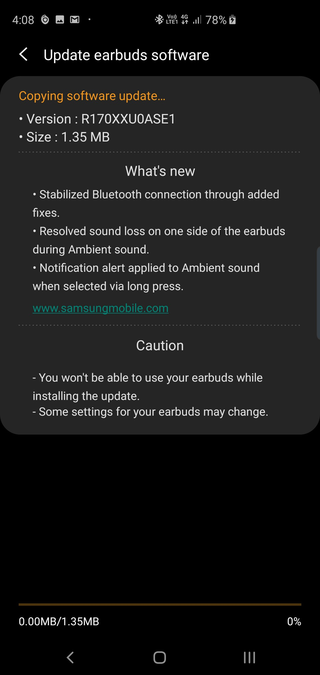 Samsung Galaxy Buds update