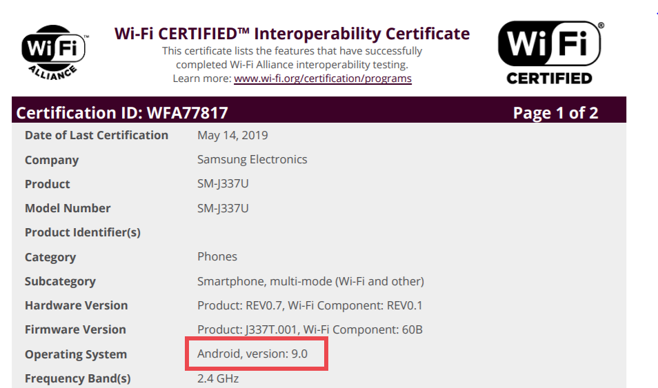 Wi-Fi Alliance clears multiple U.S. Galaxy J3 variants with Android Pie as release approaches