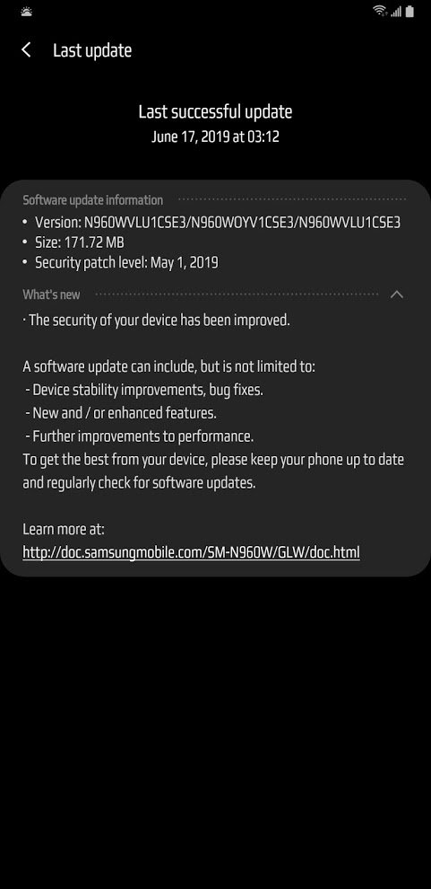 Canadian Galaxy Note 9 update