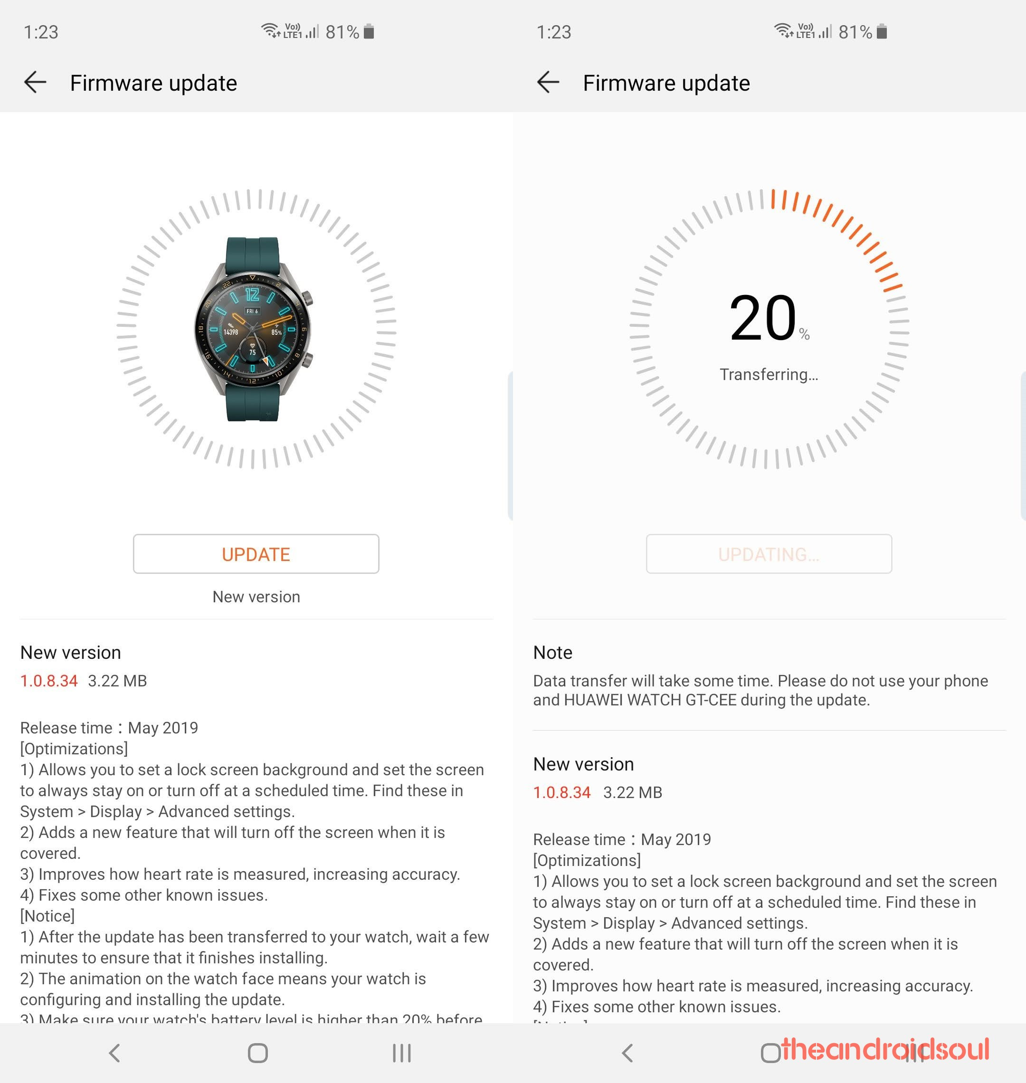 Huawei Watch GT May 2019 update