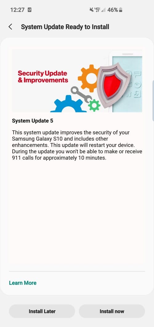 New Verizon S10 update