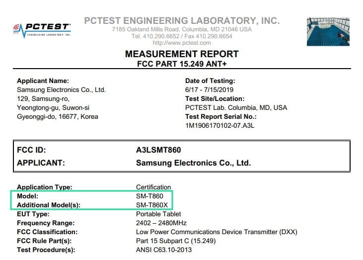 Tab S6 FCC