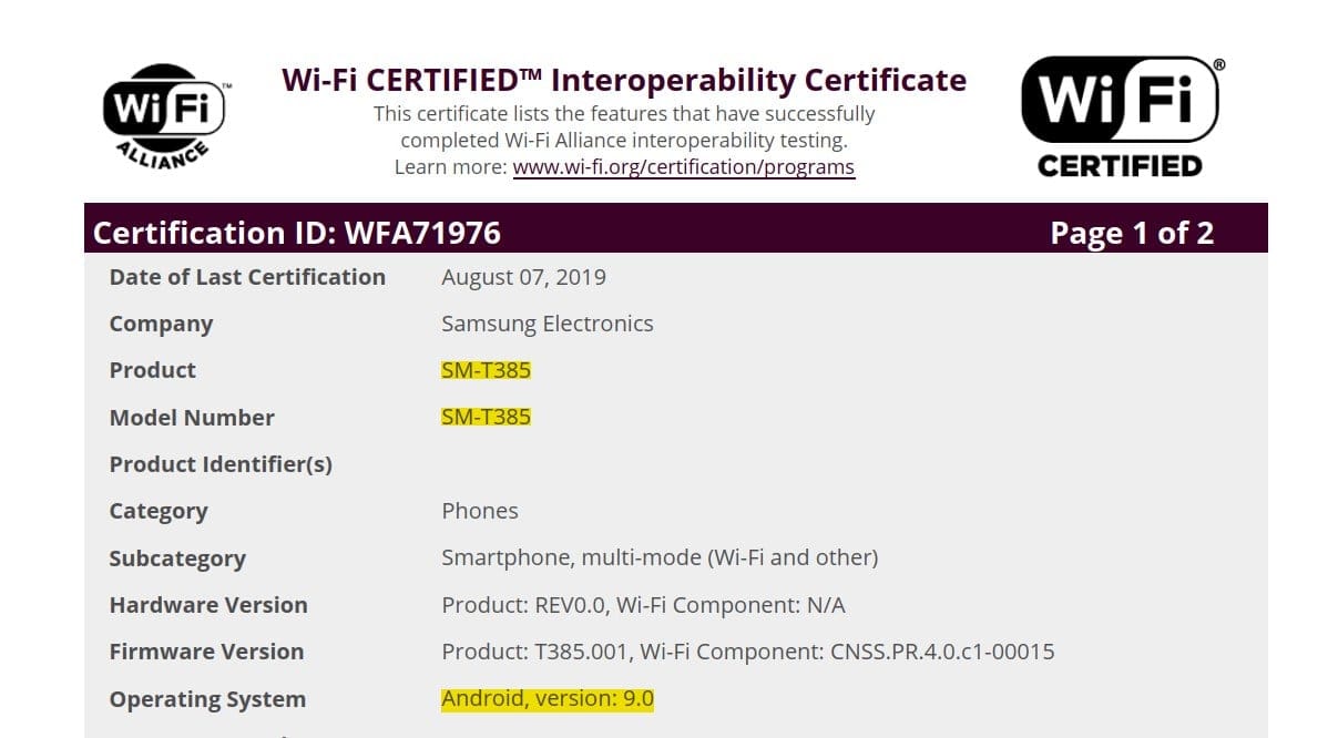 Android Pie update for Samsung Galaxy Tab A 2017 8-inch models looks set for release