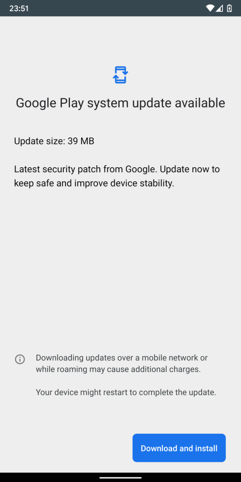 Google Mainline update