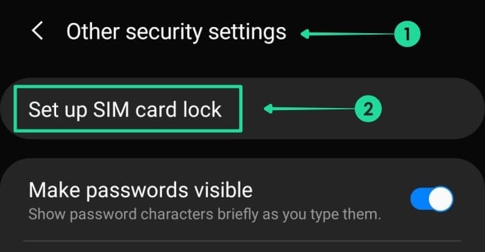 Set up SIM card lock