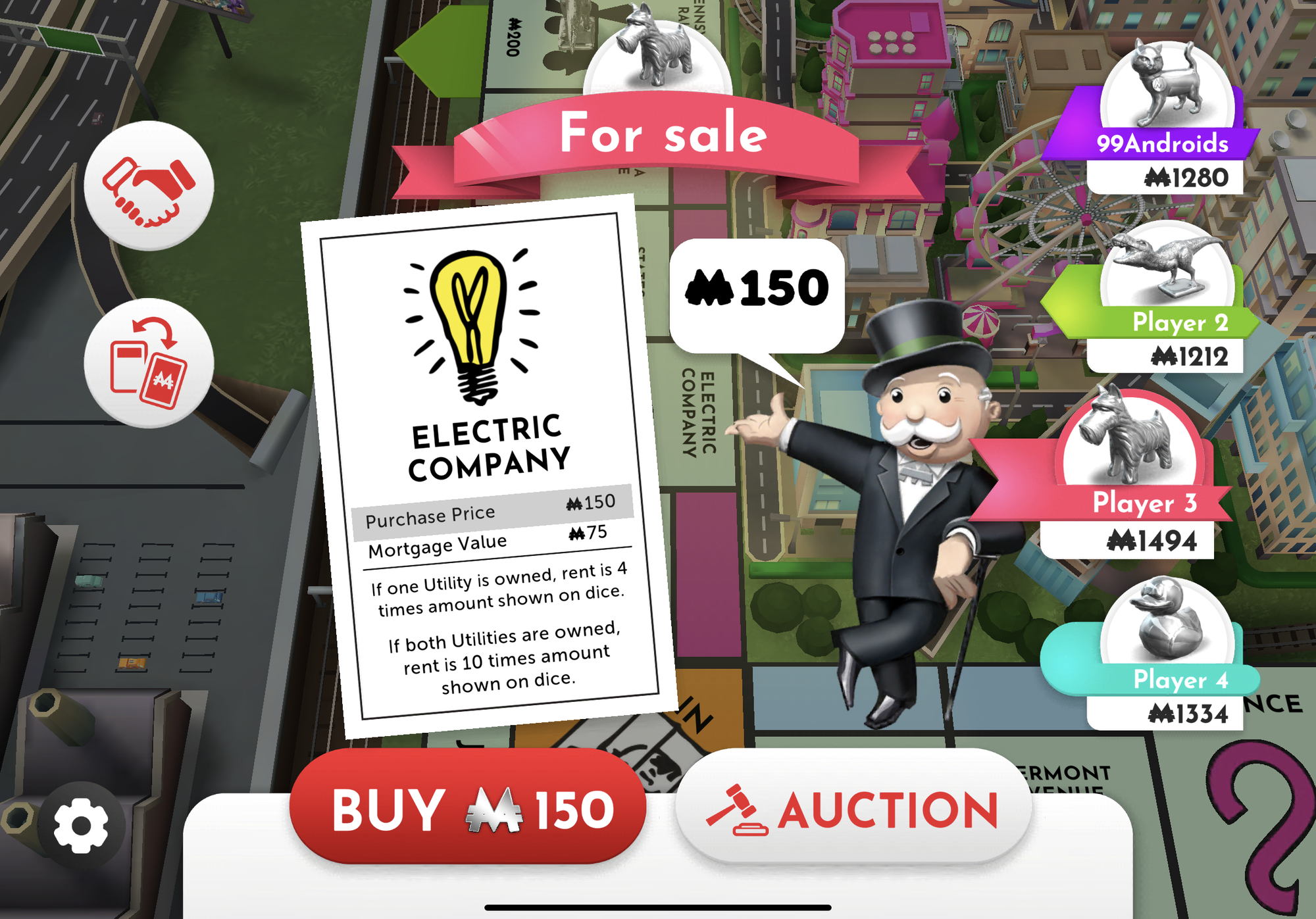 Monopoly prompt to buy/auction Electric Company