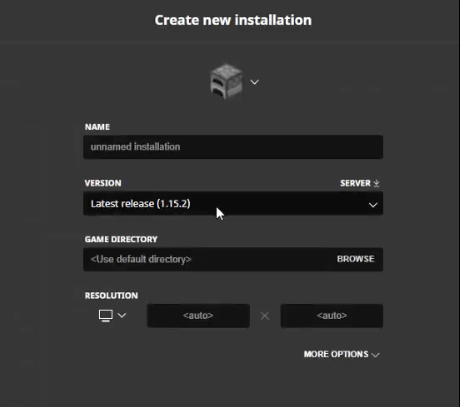 Minecraft's Create New Installation Prompt