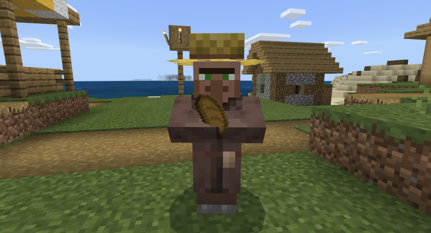 Minecraft villager holding bread