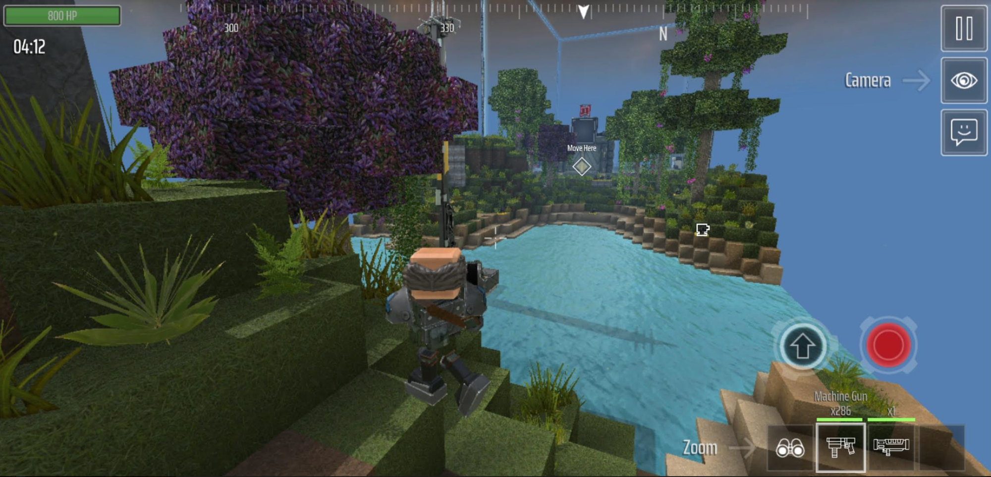 Block Fortress: Empires Screenshot showing lush voxel jungle