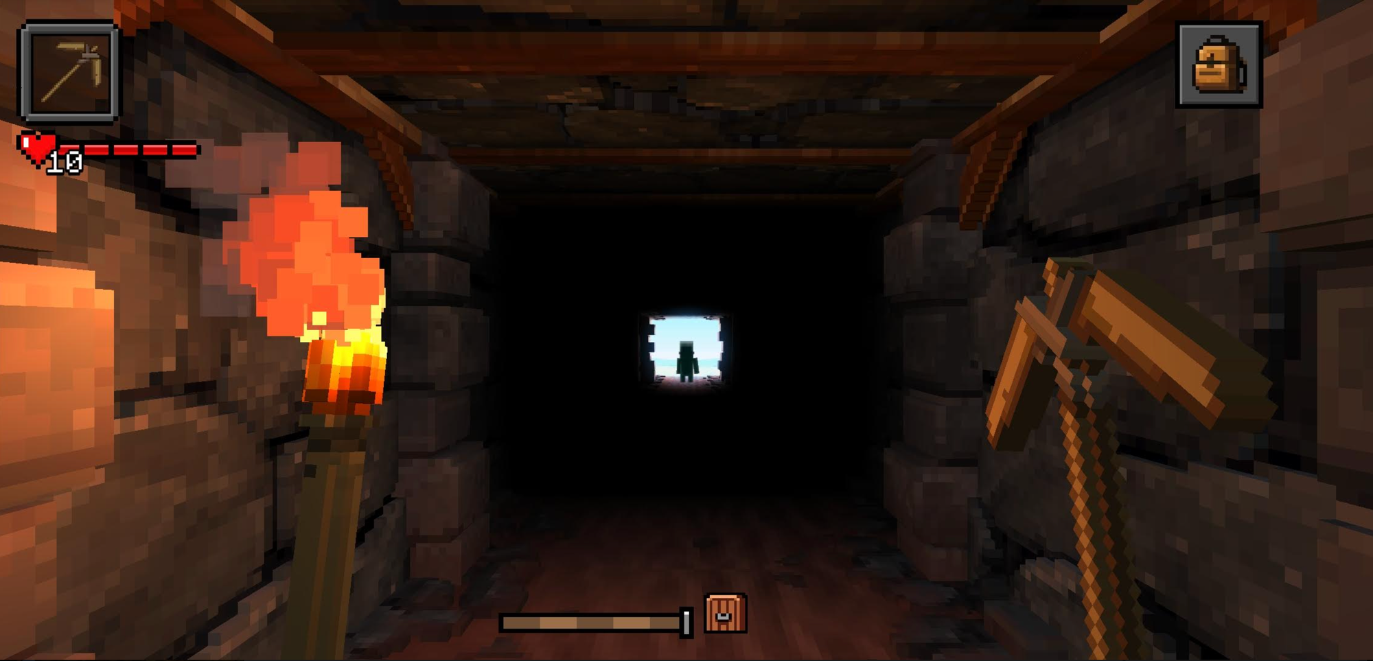 Epic Mine screenshot showing silhouette at end of tunnel