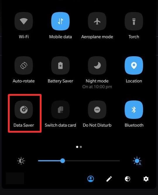 data saver OnePlus quick setting toggle