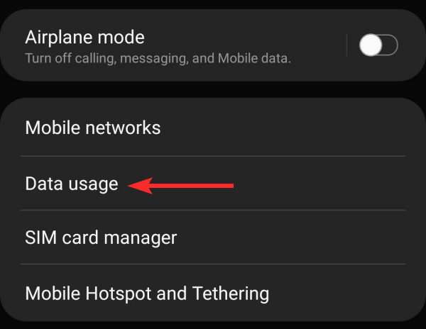 data usage option