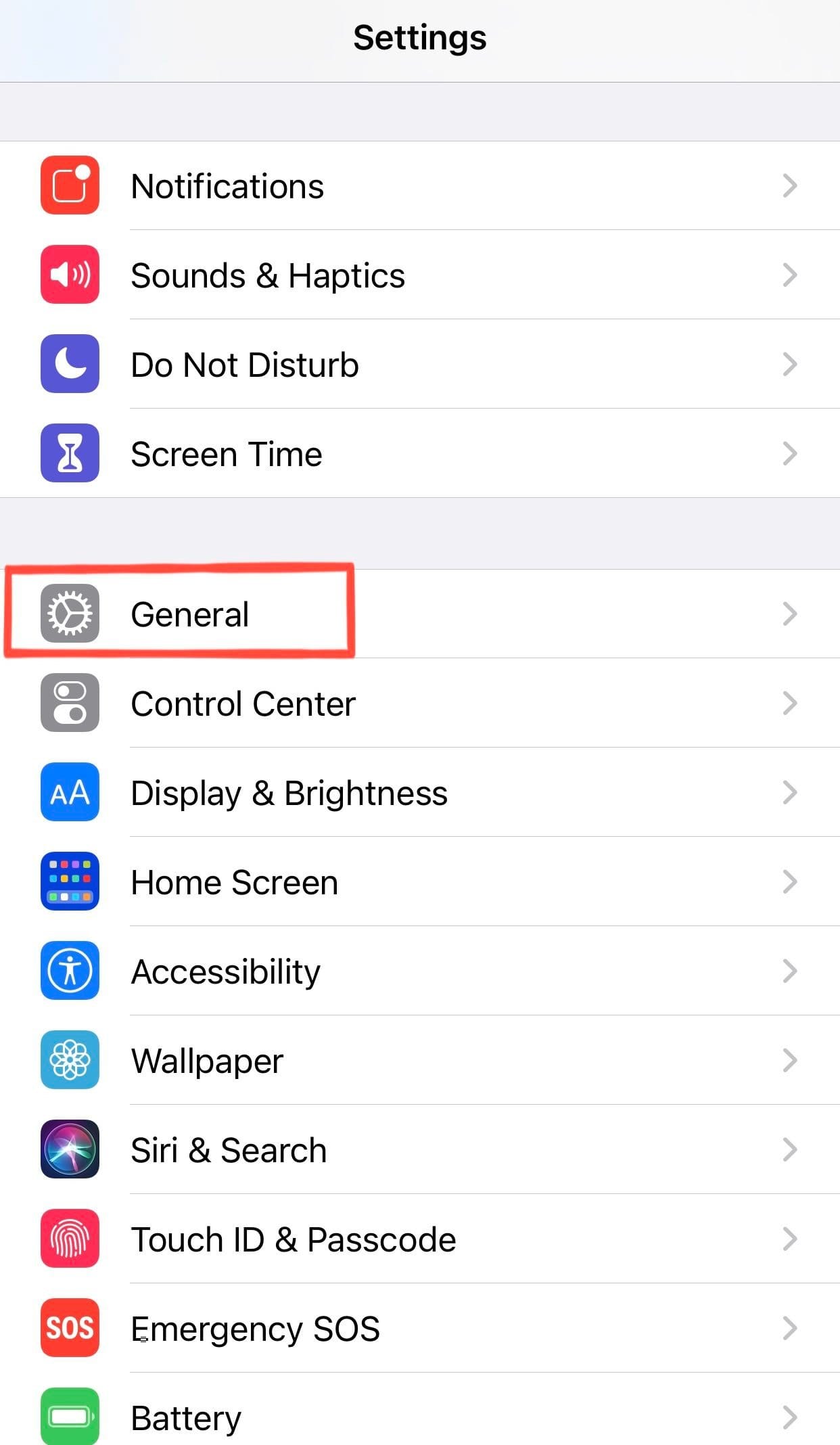 iPhone Menu Settings