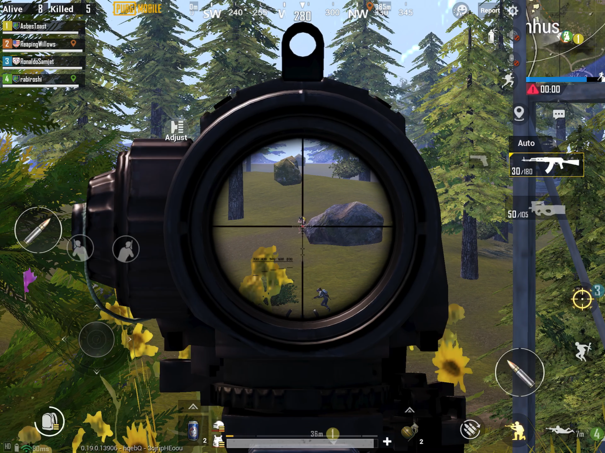 PUBG Mobile 6x scope showing multipleplayers