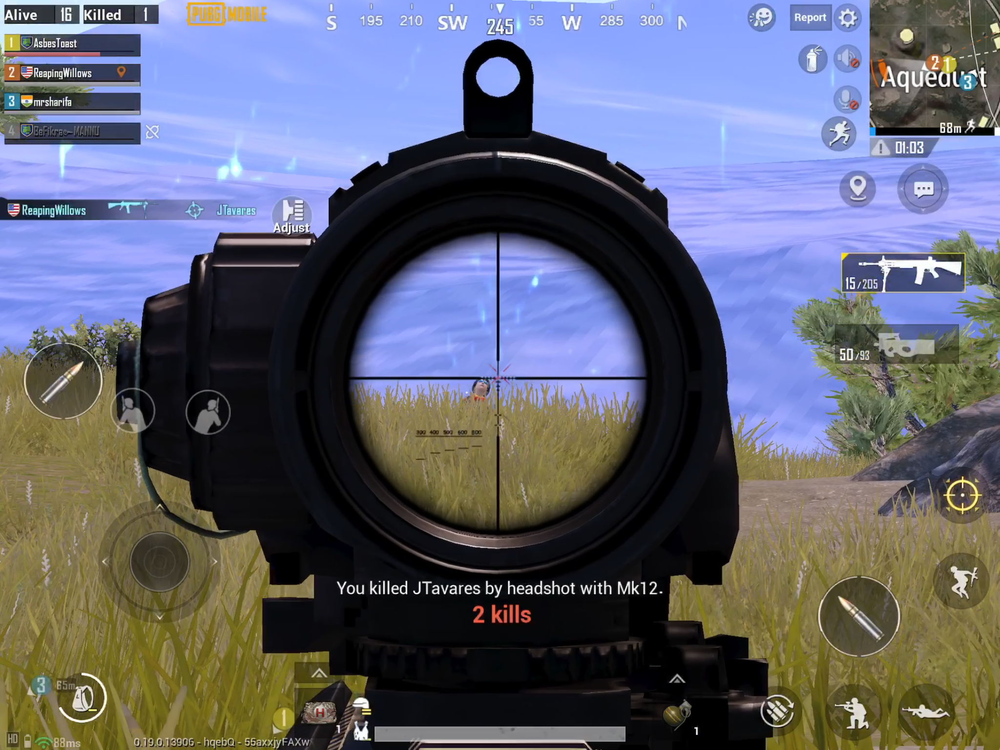 PUBG Mobile screenshot showing another MK12 headshot