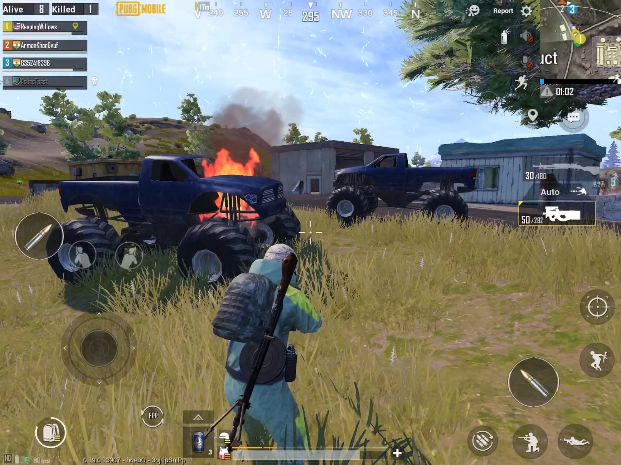 PUBG Mobile Monster Truck on flames