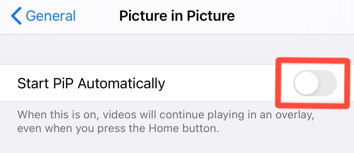 iPhone Picture in Picture disabled
