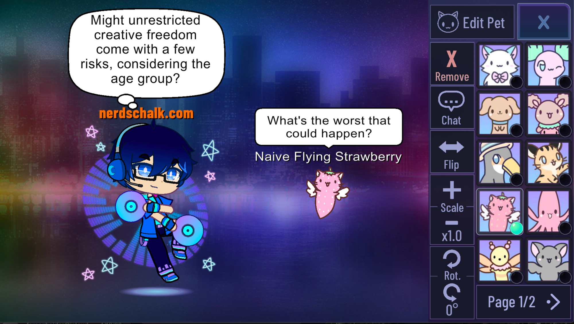 Gacha Club Screenshot showing ponderous nerdschalk character