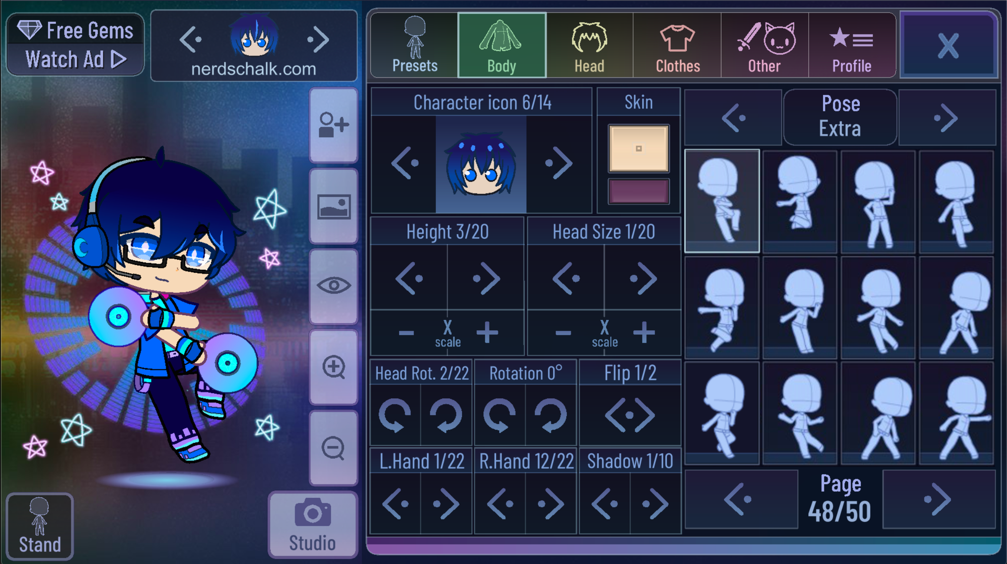 Gacha Club screenshot showing character customization