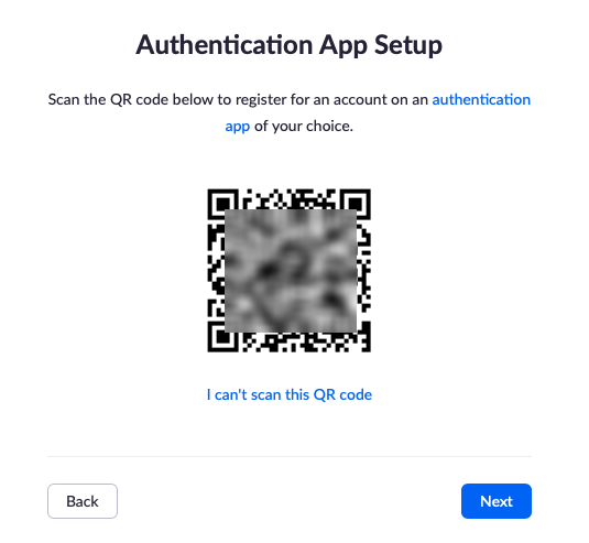 Zoom 2FA qr code
