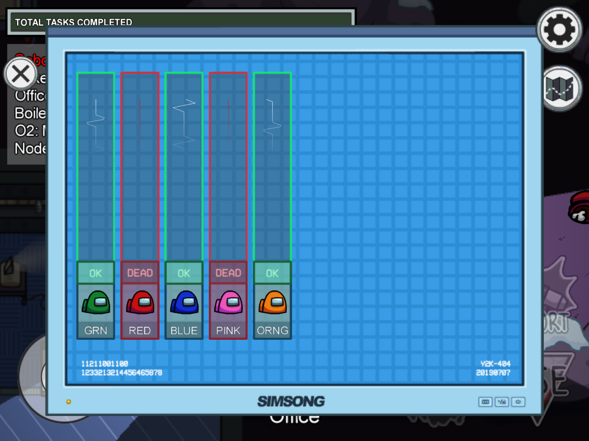 Among Us Vitals Screen