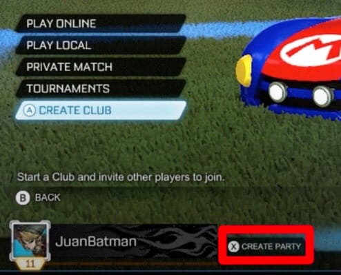 Rocket League Friends Create Party Switch 