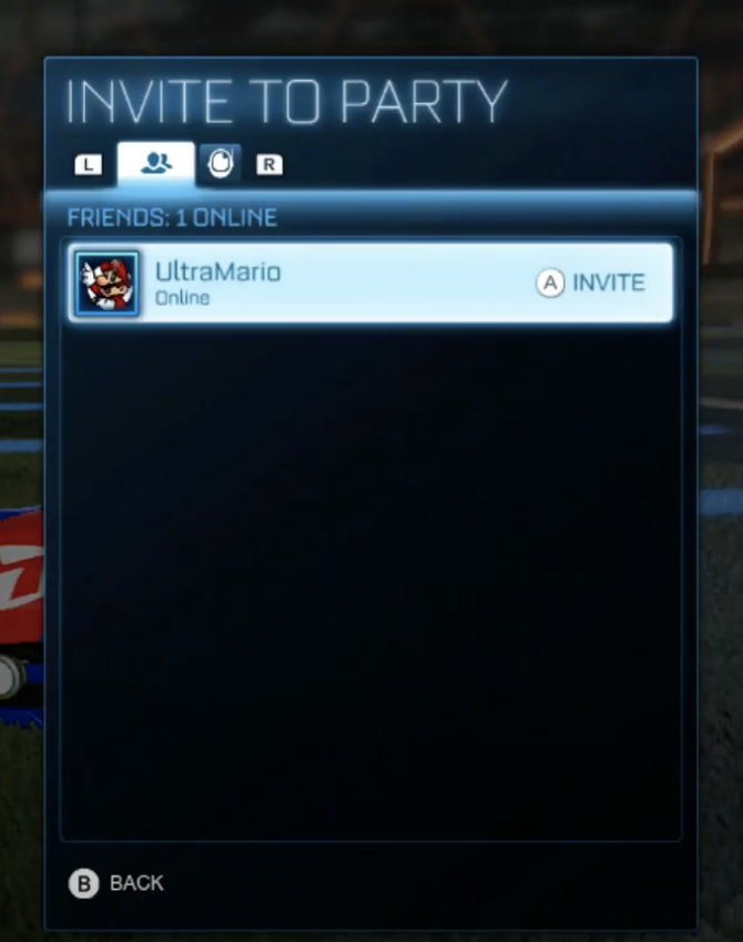 Rocket League Friends List Invite Switch