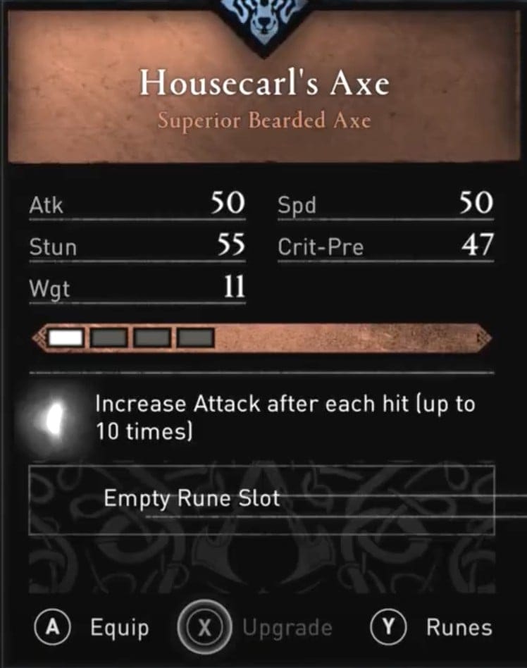 AC Valhalla Build - Housecarl's Axe Stats