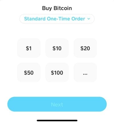 How to buy bitcoin on Cash App - Buy Bitcoin page