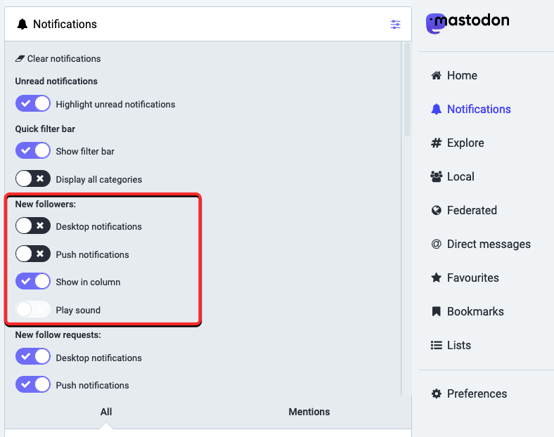 block notifications on mastodon web 5 a كيفية منع الإشعارات على Mastodon