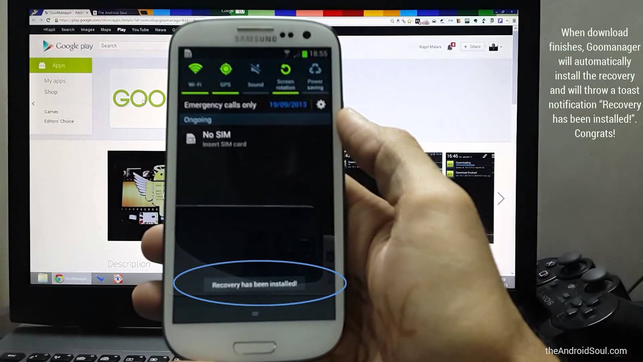 Samsung Galaxy S3 TWRP Recovery using Goomanager Android App
