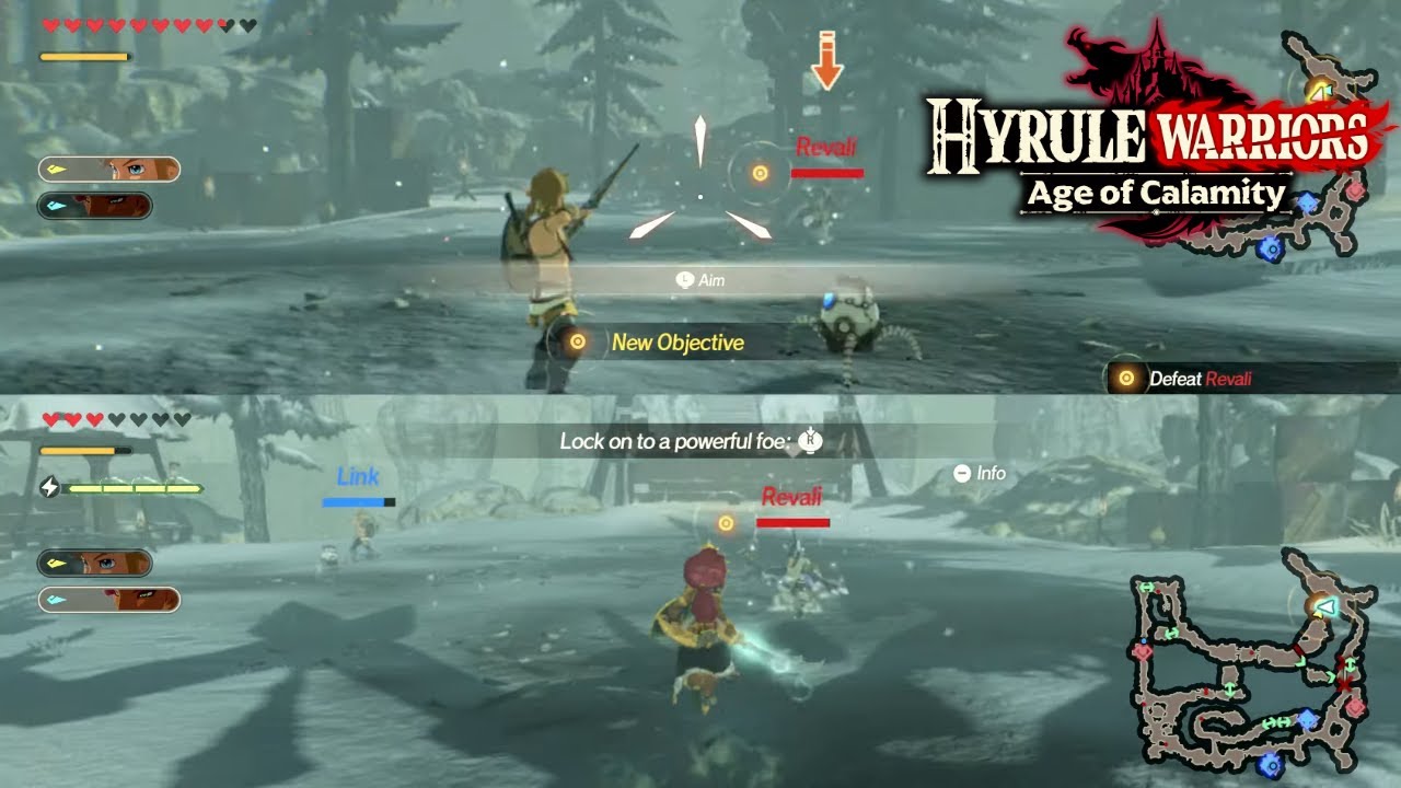 Hyrule Warriors Age of Calamity Split Screen 2 Player Gameplay " Revali The Rito Warrior "