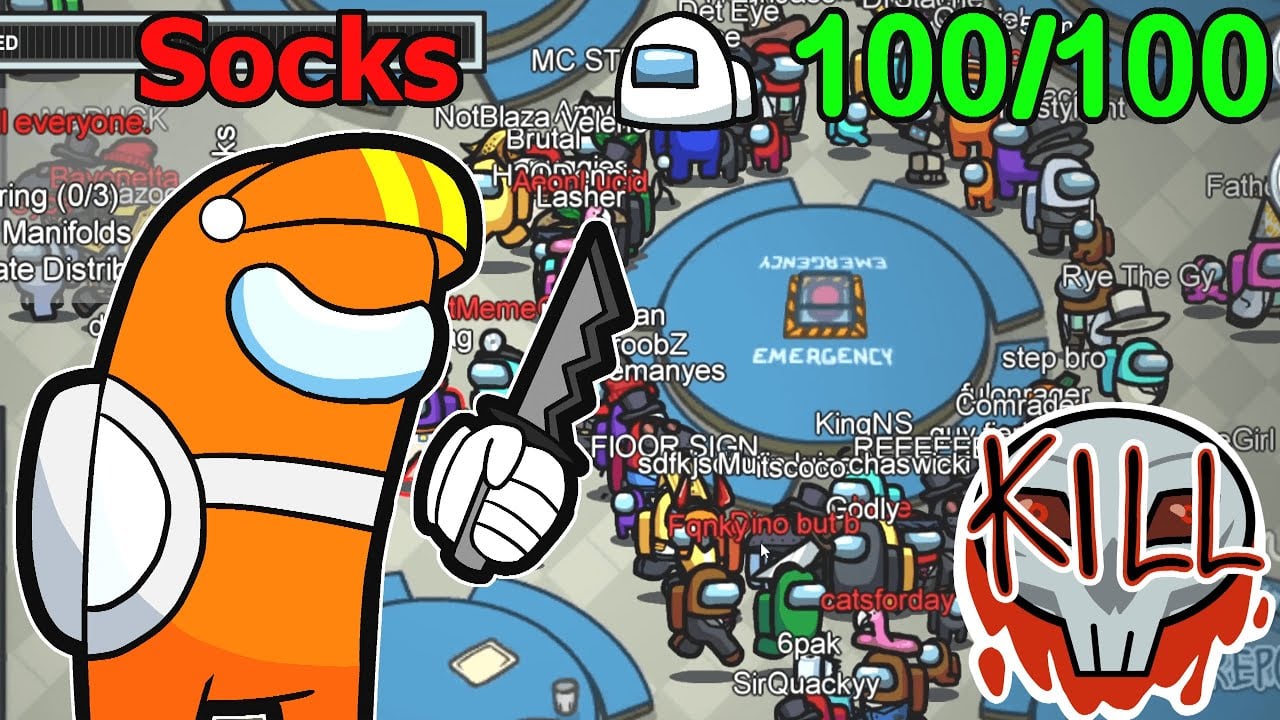 among us with 100 PLAYERS
