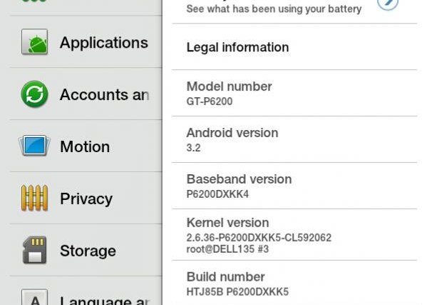 Android 3.2 Honeycomb Samsung Galaxy Tab 7 Plus