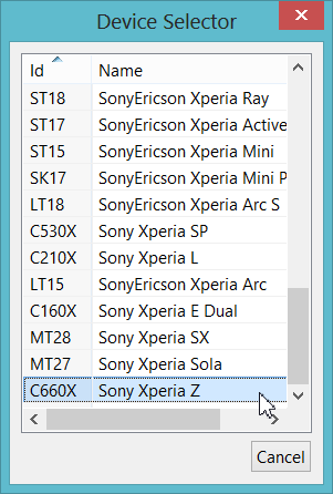 Select Sony Xperia Z