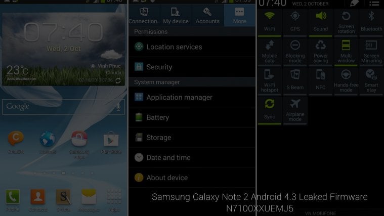 N7100XXUEMJ5 Android 4.3 Update for Galaxy Note 2
