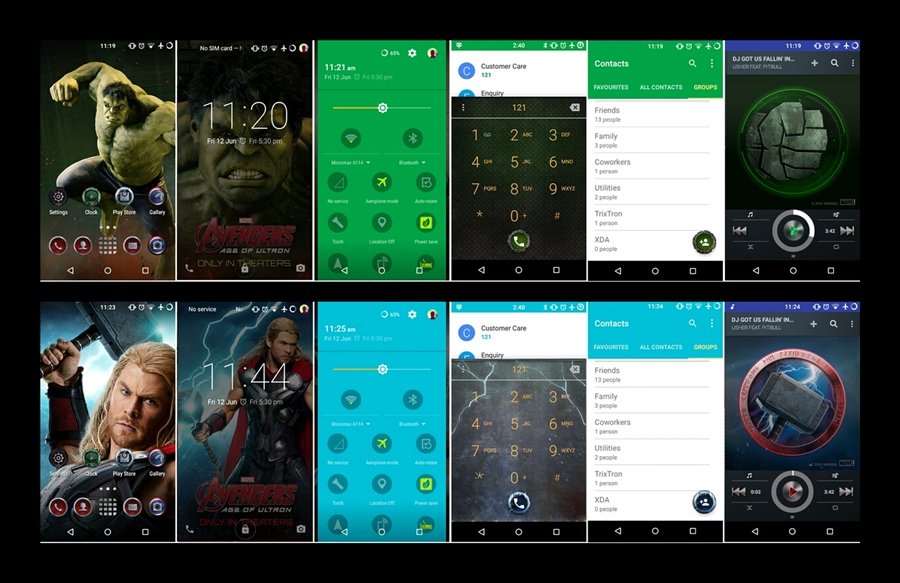 Cm Theme Engine Gets Galaxy S6 Marvel Avenger Theme Ported Iron Man Captain America Thor And Hulk