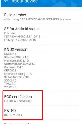 galaxy a8 fcc