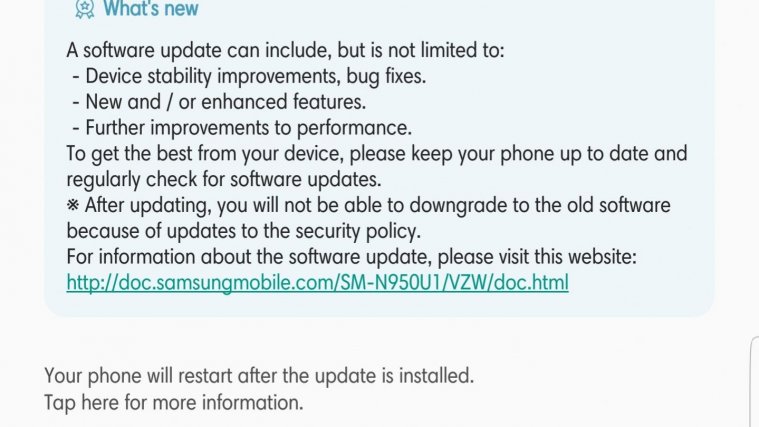 galaxy note 8 update