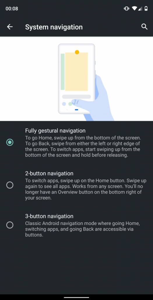 Android Q Fully gestural navigation