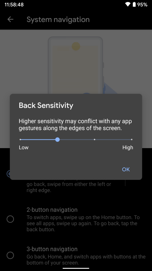 Android 10 back Gesture sensitivity