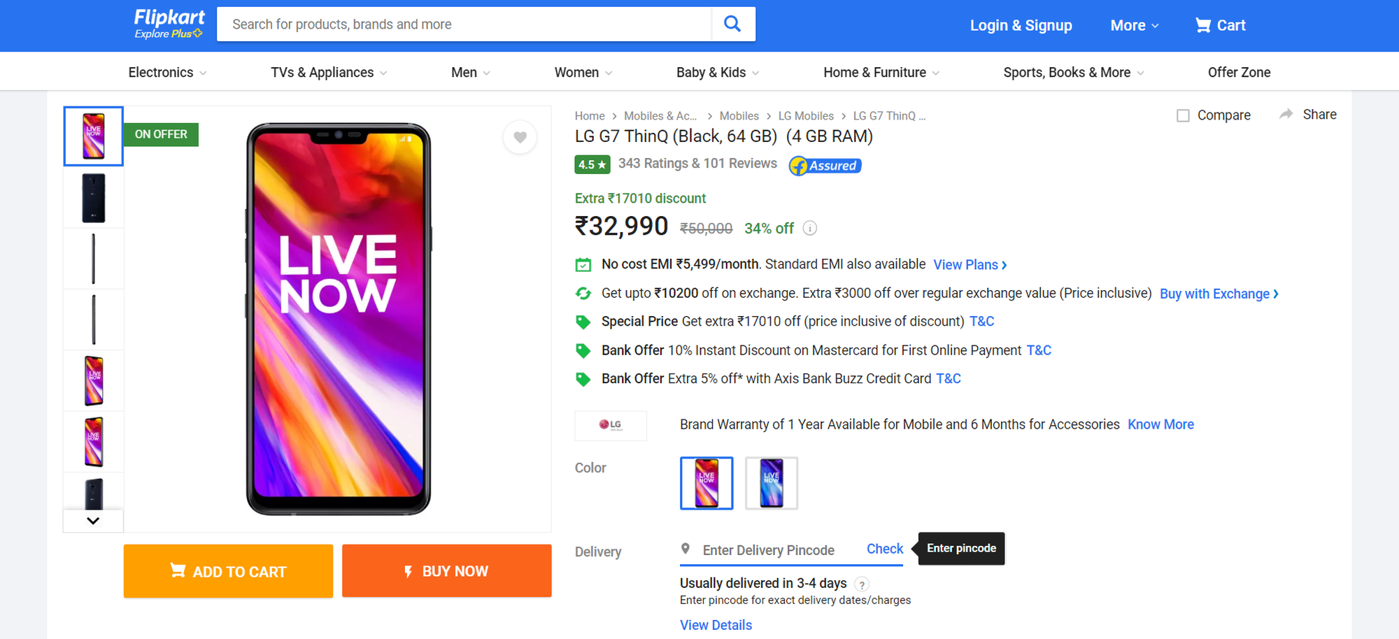 This LG G7 deal makes it a better buy than OnePlus 6T, Zenfone 5Z, and Honor 10 flipkart