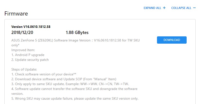 Asus ZenFone 5 pie update