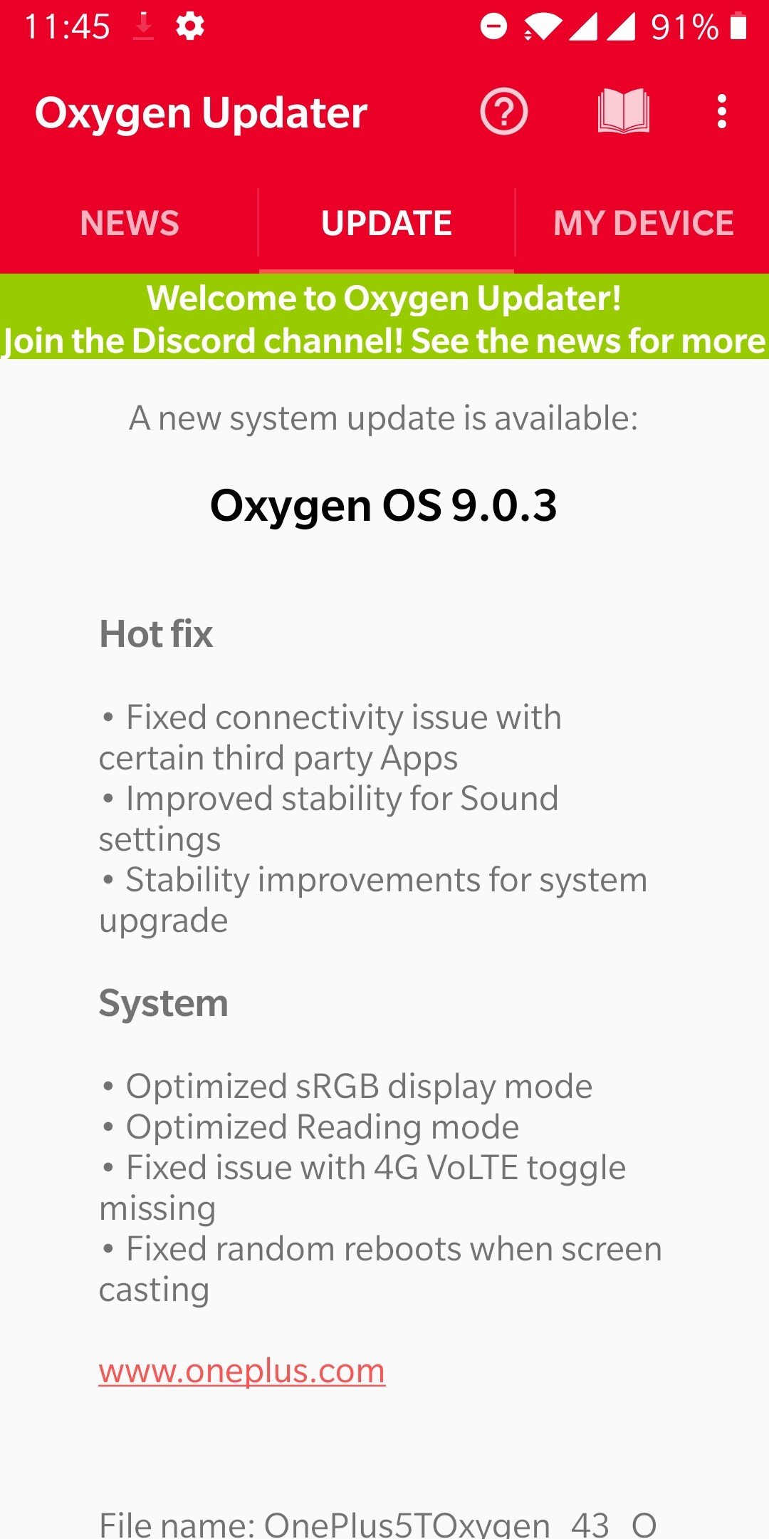OnePlus 5 and 5T update