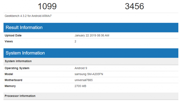 Samsung Galaxy A20 leak