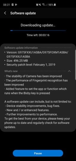 First Galaxy S10 Plus Software Update