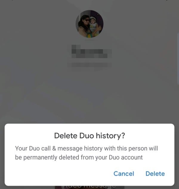 Delete Contact Call History Google Duo