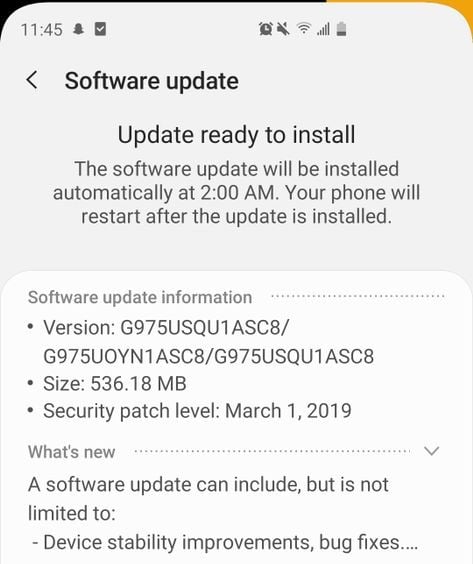 Sprint Galaxy S10+ update