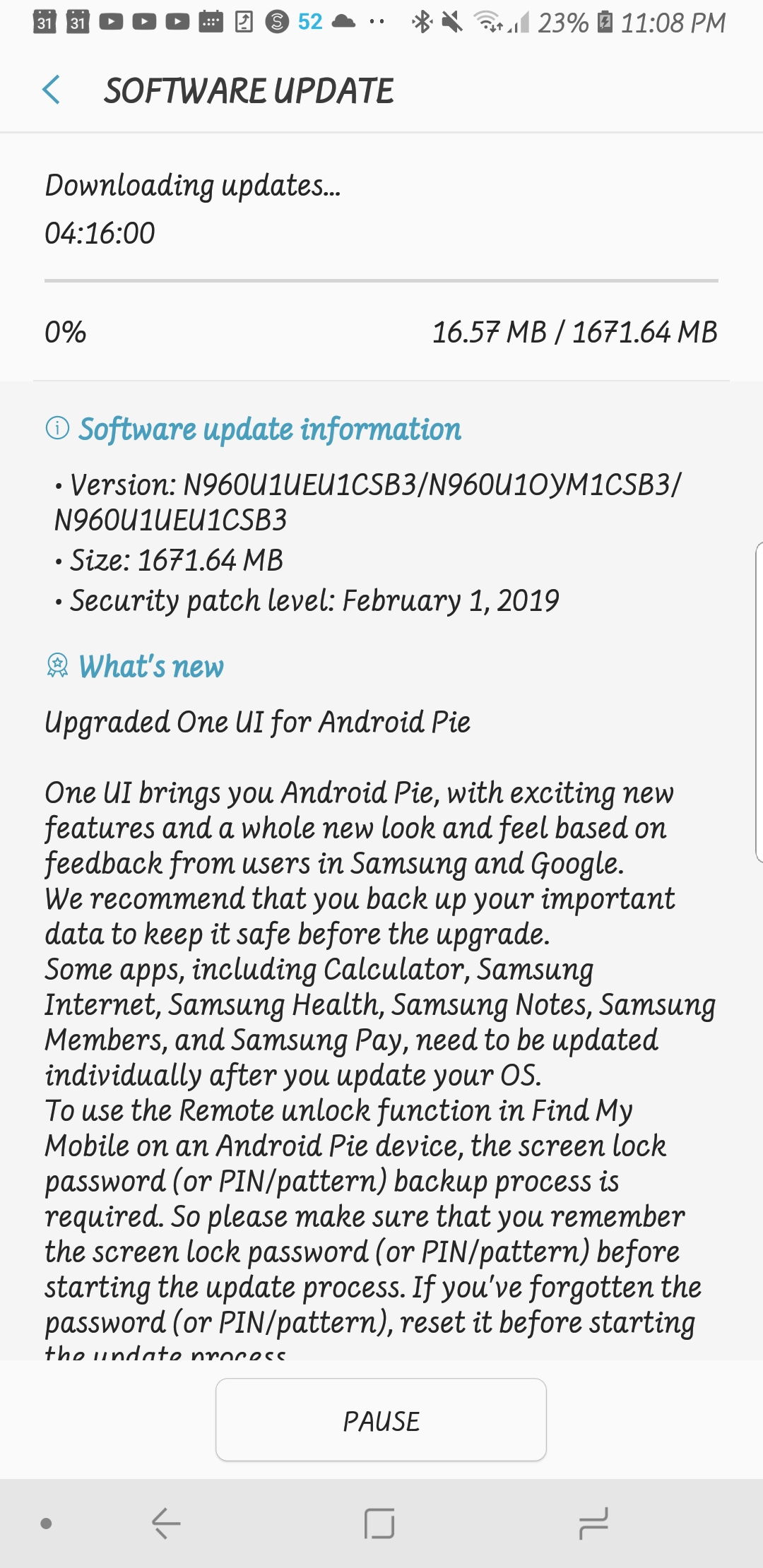 U.S. unlocked Galaxy Note 9 Android Pie released